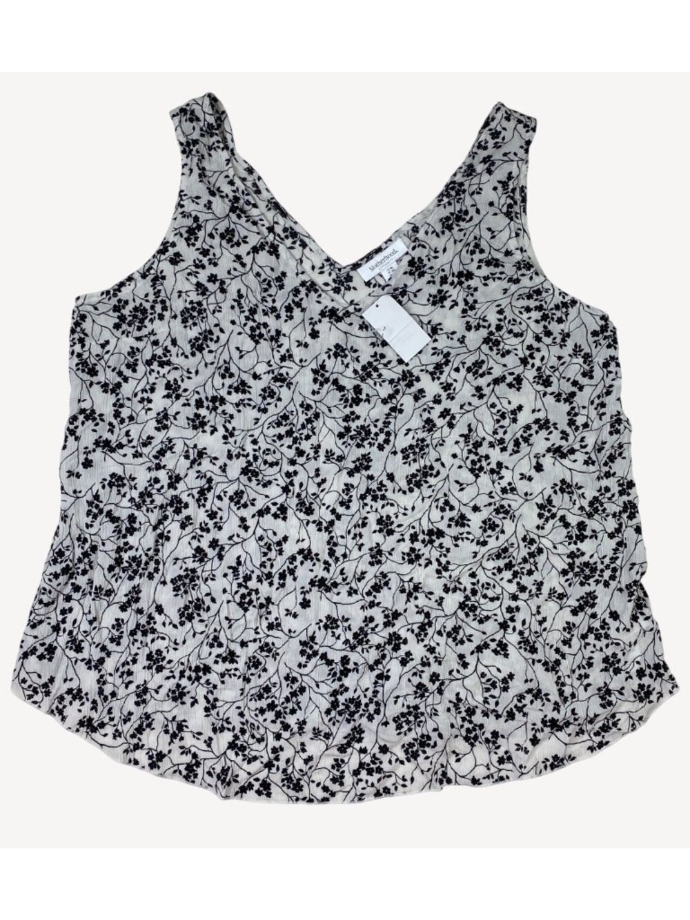 Motherhood Maternity Womens Black White Floral Sleeveless Top Size XL